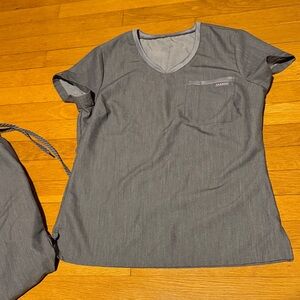 Jaanuu Charcoal V-Neck Scrub Top